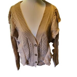 Kirundo, Button Down Soft Ribbed Knitted Cardigan, Khaki , Small
